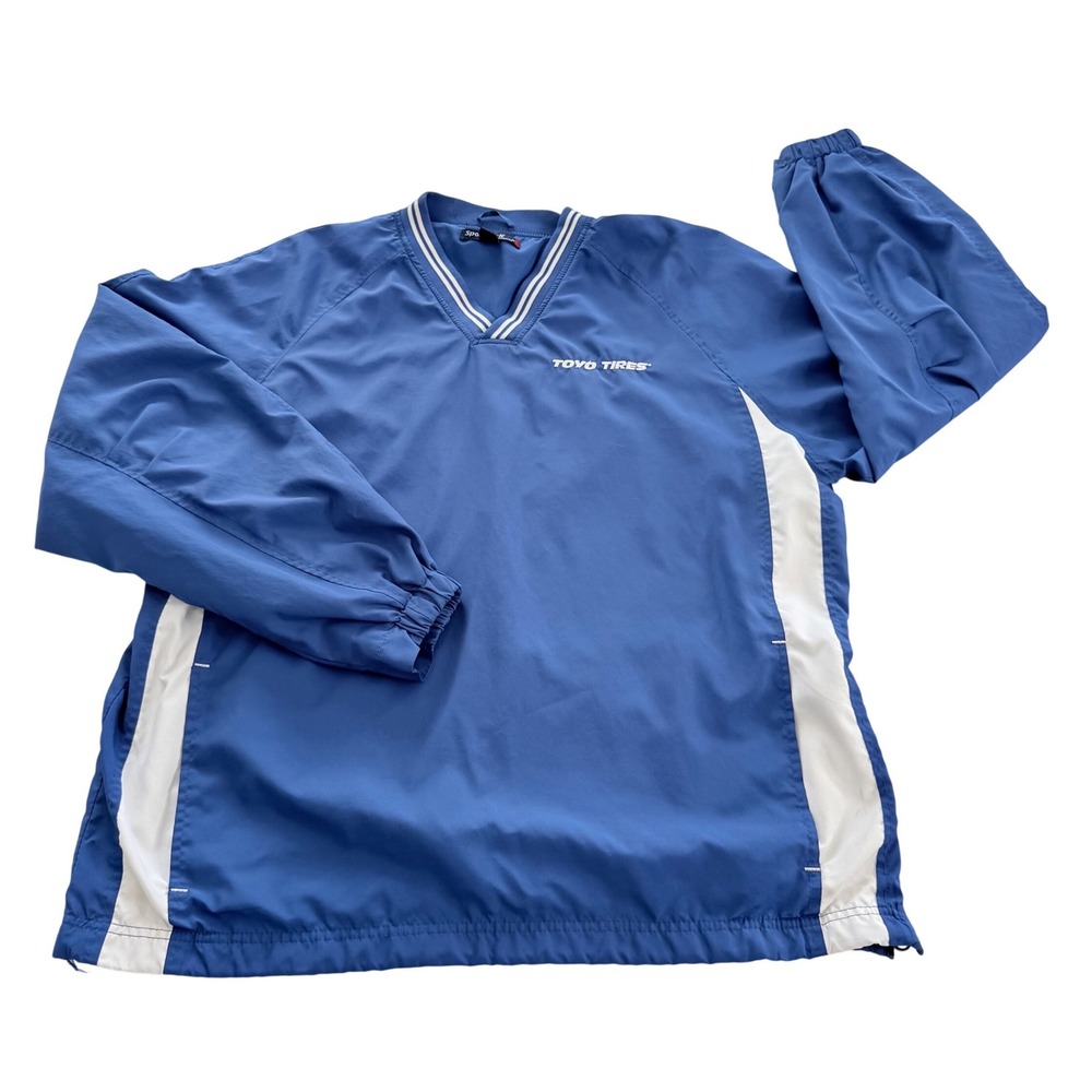 Vintage Y2K Toyo Tires Sport-Tek Windbreaker Mens L Blue Racing Pullover Jacket